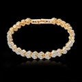 Elegant gold-plated roman crystal bracelet with sparkling cubic zirconia pavé setting - Gold Heart-shaped Full Diamond Style (9260)