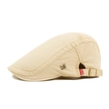 Gorra plana clásica beige de algodón con logo M metálico y hebilla ajustable trasera - Ajustable / Beige
