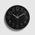 Orologio da parete moderno da 30 cm con quadrante nero, numeri 3D argento e movimento silenzioso - 12 Pollici / Cassa Argento Quadrante Nero