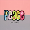 Multicolor PEACE letter embroidery patch with floral details, 11cm x 5.5cm DIY applique - PEACE Letters