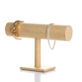 Linen T-bar jewelry stand for bracelets and watches with a natural fiber finish - Beige Linen