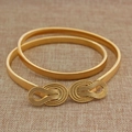 Elegant gold elastic metal leaf belt with infinity loop buckle for women dresses - Gold Infinity Double Ring Knot