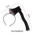Realistic Halloween axe through head headband with blood splatter effect for spooky parties - Axe Through Head