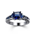 Vintage 925 silver ring featuring a square blue gemstone and black gold finish - Black Gold & Royal Blue