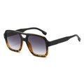 Gafas de sol cuadradas retro con montura bicolor de carey y lentes degradadas - Gafas de sol / Montura de Leopardo Negro Lentes Degradadas Grises