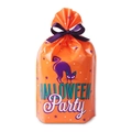 Halloween Geschenktüten aus Kunststoff in Orange mit lila Schleife und Katzenmotiv - Orange
