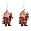 Detail of Santa Claus earrings with colorful print and metal hooks for Christmas - Santa with Christmas Tree