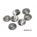Macro detail of 16mm round resin cabochons with iridescent fish scale texture and dark silver finish - Metallic Silver (HA024-10)