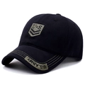 Gorra de béisbol azul oscuro con bordado de U.S. Army y escudo con camuflaje - Ajustable / Negro
