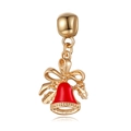 Kersthanger met gouden strik en rode bel op witte achtergrond voor sieraden maken - Rode emaille bel met strik