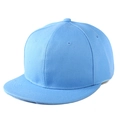Detailansicht der himmelblauen 6-Panel Snapback Cap mit flachem Schirm und Belüftungsösen - Hellblau