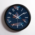 Orologio da parete rotondo minimalista con motivi geometrici e cornice nera in alluminio - Cornice Verniciata Nera / Nero