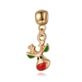 Golden Christmas reindeer pendant with colorful enamel details on a white background - Deer Head