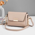 Beige crossbody bag with dual-color thick chain strap and gold hardware accents - Khaki