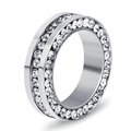 Anillo de eternidad en acero inoxidable plateado con pavé de cristales blancos en tres filas - US 6 / Color acero