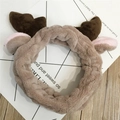 Schattige pluche rendier hoofdband voor dames, khaki fleece elastische haarband voor gezicht - Licht Koffiebruin