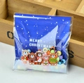Christmas plastic candy bag featuring a Santa bear design with colorful wooden beads inside - 10*10+3 Christmas 5 Bears