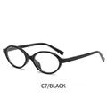 Oval narrow frame sunglasses in polished black finish with transparent lenses C7 - Glossy Black Frame Transparent Lens