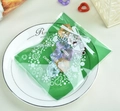 Christmas self-sealing candy bag with green Santa theme pattern and star-shaped items - 10*10+3 Christmas Wreath-Green