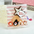 Christmas self-sealing gift bag with pink striped card and Santa Claus illustration - 10*10+3 Christmas Pink Plaid