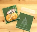 Green Christmas self-sealing plastic cookie bags with white Christmas tree pattern - 10*10+3 Large Christmas Tree-Green