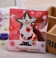 Christmas Santa Claus cookie treat bag with Merry Christmas print and red snowflake header - 10*10+3 Santa in Shoes