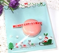 Pink macaron in Christmas themed self-sealing OPP bag with Santa Claus and reindeer - 10*10+3 Santa with Deer