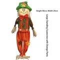 90cm Large standing scarecrow decoration with orange striped pants for autumn - Large Standing Scarecrow Orange Pants / 90cm