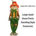 Large 90cm standing Halloween scarecrow decoration with cute green striped pants - Large Standing Scarecrow Green Pants / 90cm