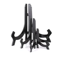 Tre supporti espositivi in plastica nera di varie dimensioni per piatti e cornici - Piccolo (11cm) / Nero