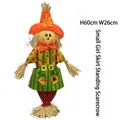 Decorative small standing Halloween scarecrow doll with a green sunflower skirt - Small Standing Female Scarecrow / 60CM