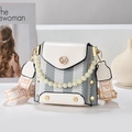 Women's chic plaid crossbody bag with pearl handle and patterned strap for 2025 - Off-white (Style 1: Plaid)