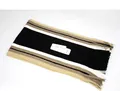 Detail of 170g thick striped winter scarf with fringe in black white and khaki tones - 170g Pack / Yellow Edge