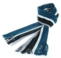 Écharpe d'hiver épaisse pour hommes avec rayures bleues noires blanches et franges - Bleu Denim Large