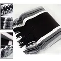 Thickened men's winter scarf with black, white, and grey stripes and classic tassel trim - 160g Pack / Black