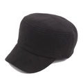 Men's winter flat top cadet cap in solid black featuring thick fleece thermal lining - Adjustable / Black