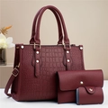 Set di 3 borse bordeaux con motivo a coccodrillo e tracolla rimovibile inclusa - Set di 3 pezzi / Rosso ciliegia