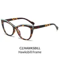 Montatura cat eye tartarugata con dettagli blu e finitura C2 hawkbill elegante - Montatura Tartarugata
