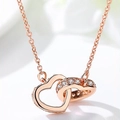 S925 Sterling Silber Halskette mit ineinandergreifenden Herzen in Roségold - Vollständiges 925 Sterling Silber / Roségold (Mit Kette)