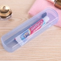 Portable light blue semi-transparent travel toothbrush and toothpaste storage box - Blue