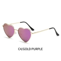 Lunettes de soleil cœur tendance avec monture en métal doré et verres violets polarisés - Monture Dorée Miroir Violet