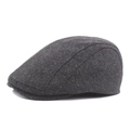 Classic dark grey wool blend beret hat for men and women with textured finish - Adjustable / Dark Gray