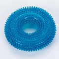 Blue spiky TPR dog chew toy ring for aggressive chewers and large breed dental care - Lake Blue