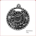 Vintage silver US Coast Guard 1790 military emblem pendant with anchor and rope detail - US Coast Guard H100103