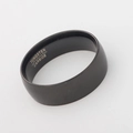 8mm black tungsten carbide ring for men shown at a 45-degree angle on grey background - US 6 / Black