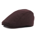Classic dark brown wool blend flat cap with textured felt finish for winter - Adjustable / Burgundy