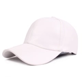 Classic white faux leather baseball cap with curved brim and premium smooth texture - Adjustable / White