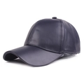 Gorra de béisbol clásica en cuero sintético azul oscuro con textura de piel y visera curva - Ajustable / Azul marino