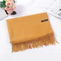 Ginger yellow cashmere scarf with fringe tassels on white background - Ginger Yellow