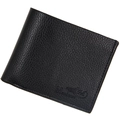 Classic black bifold men's wallet with lychee pattern texture and Men-bense logo - Black